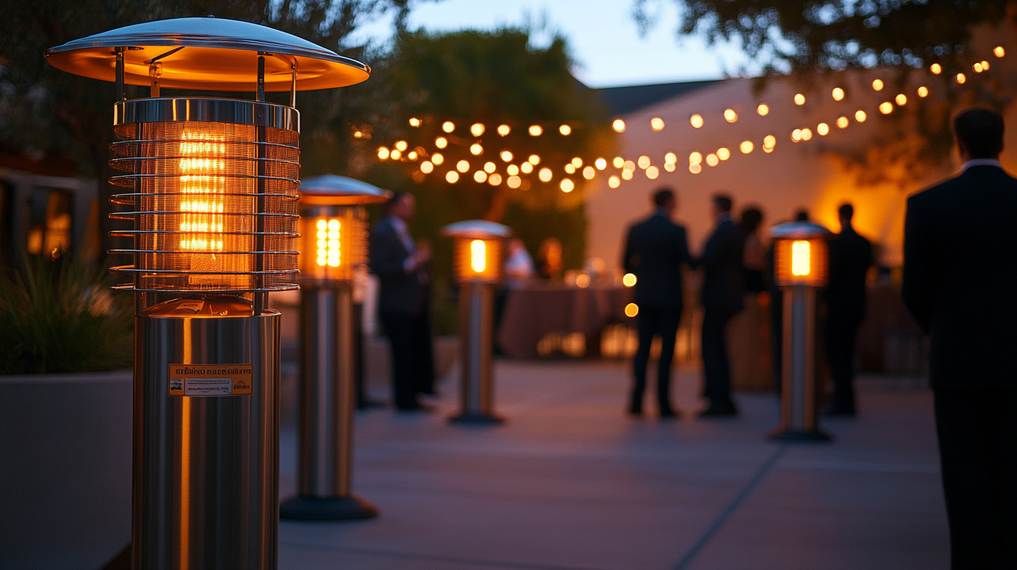 Sistema di riscaldamento professionale per eventi con funghi riscaldanti a gas certificati