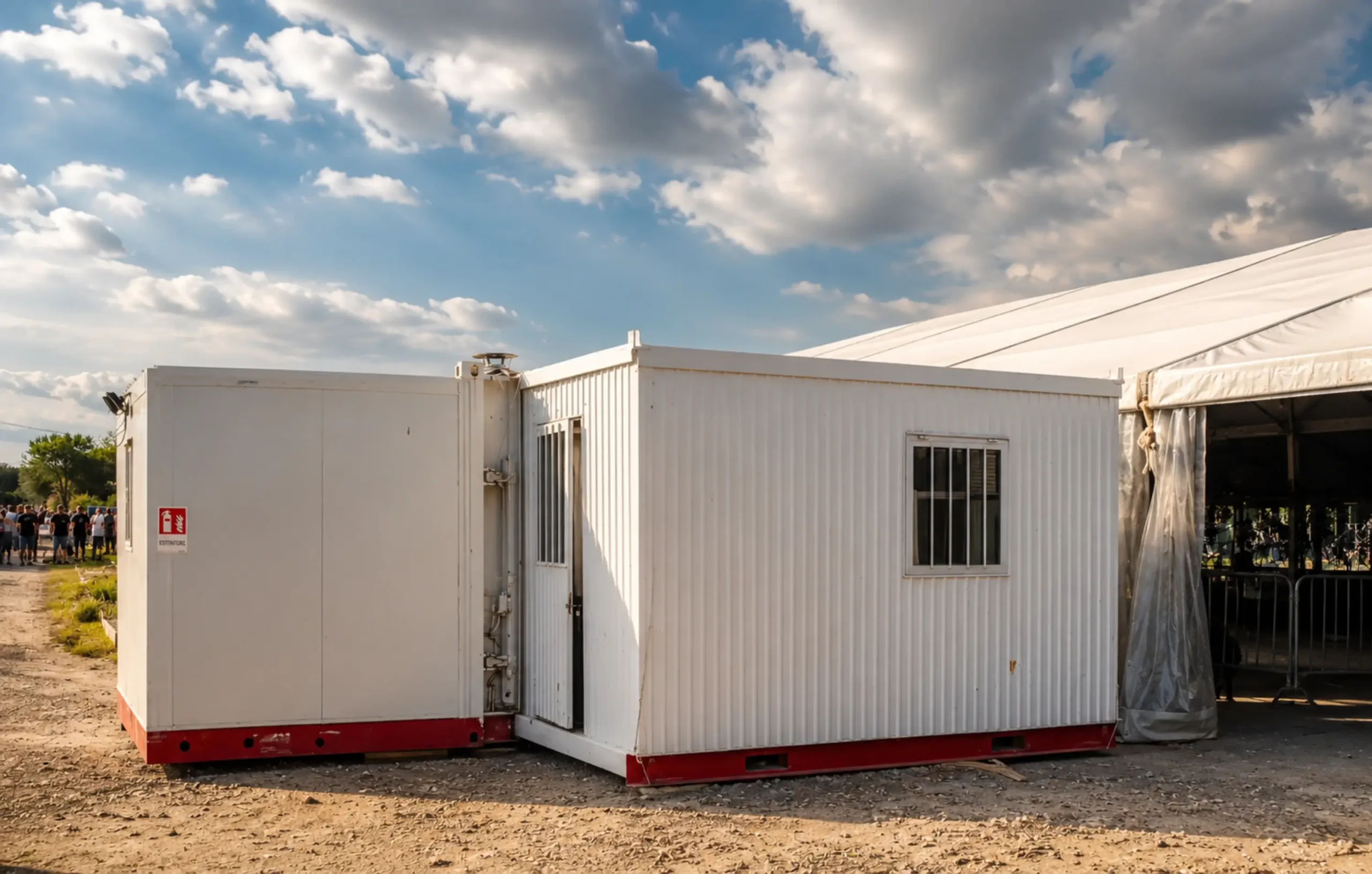 Box cucina estendibile N.6: forno a gas, doppia friggitrice, maxi-frigo, bagno e antibagno — Buratti Catering