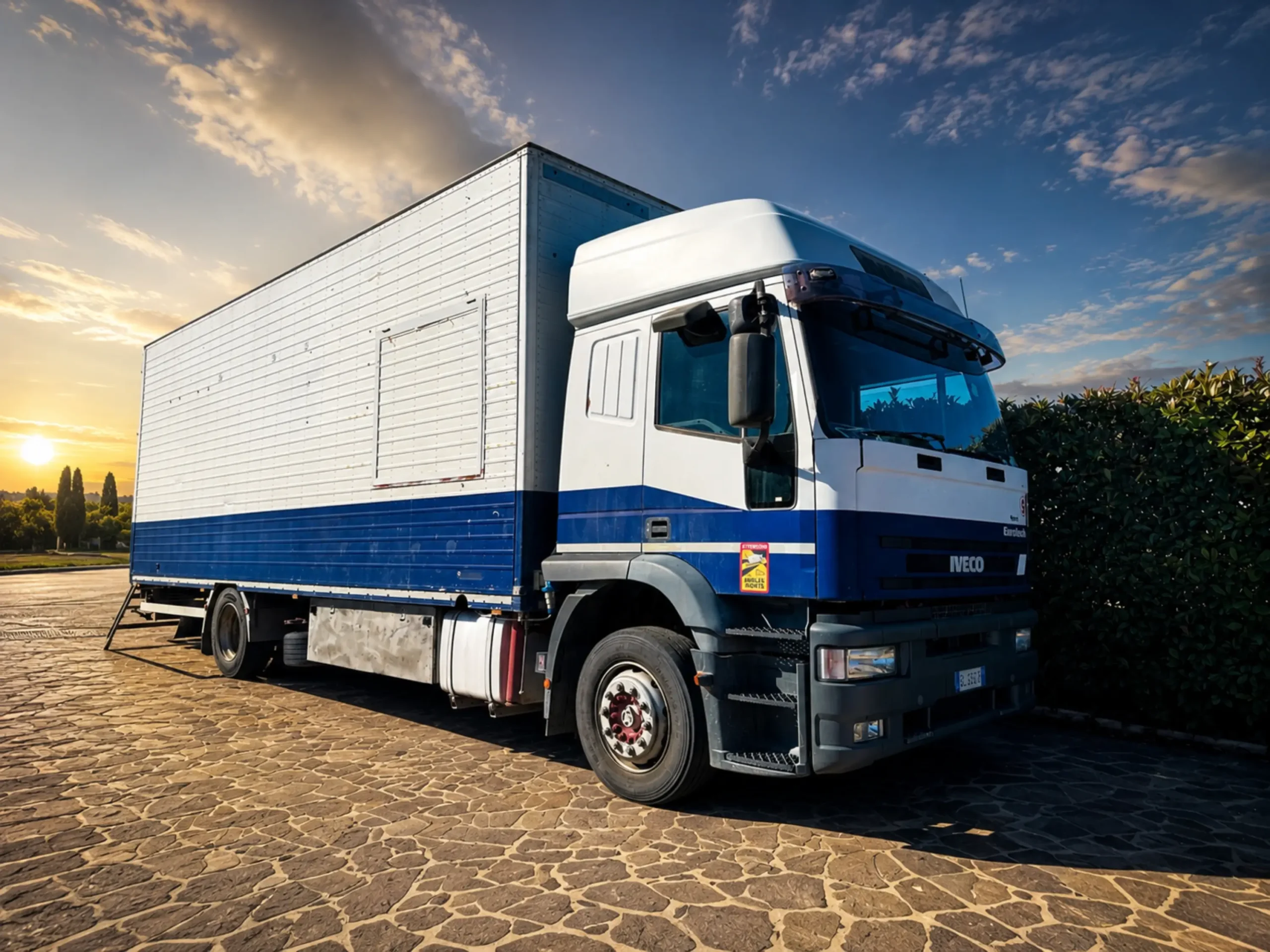 Cucina su camion N.9 Iveco 190: 10,5 m, tripla friggitrice, forno combinato, 6 fuochi, tre bollitori — Buratti Catering